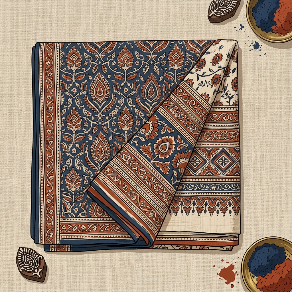 Hand-Block Printed Cotton Saree